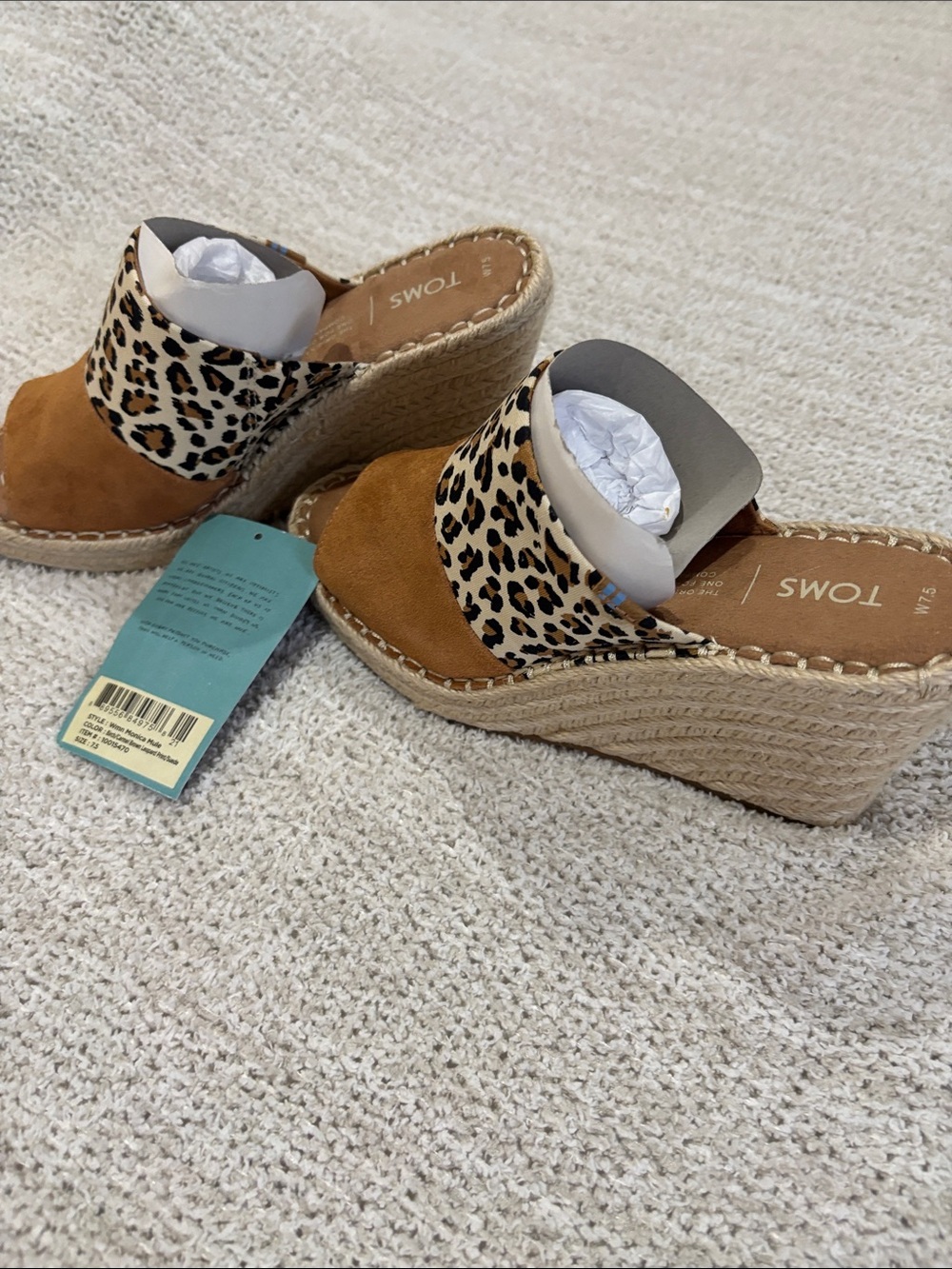 TOMS Leopard Print and Tan Espadrille Wedges